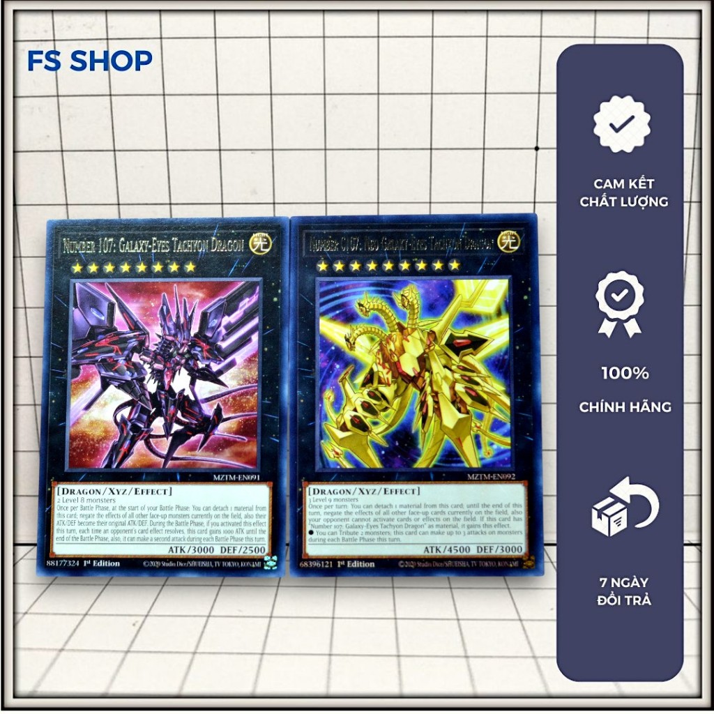 [FSshop] Thẻ bài Yugioh chính hãng set 2 lá Number 107 và C107 (Rare)