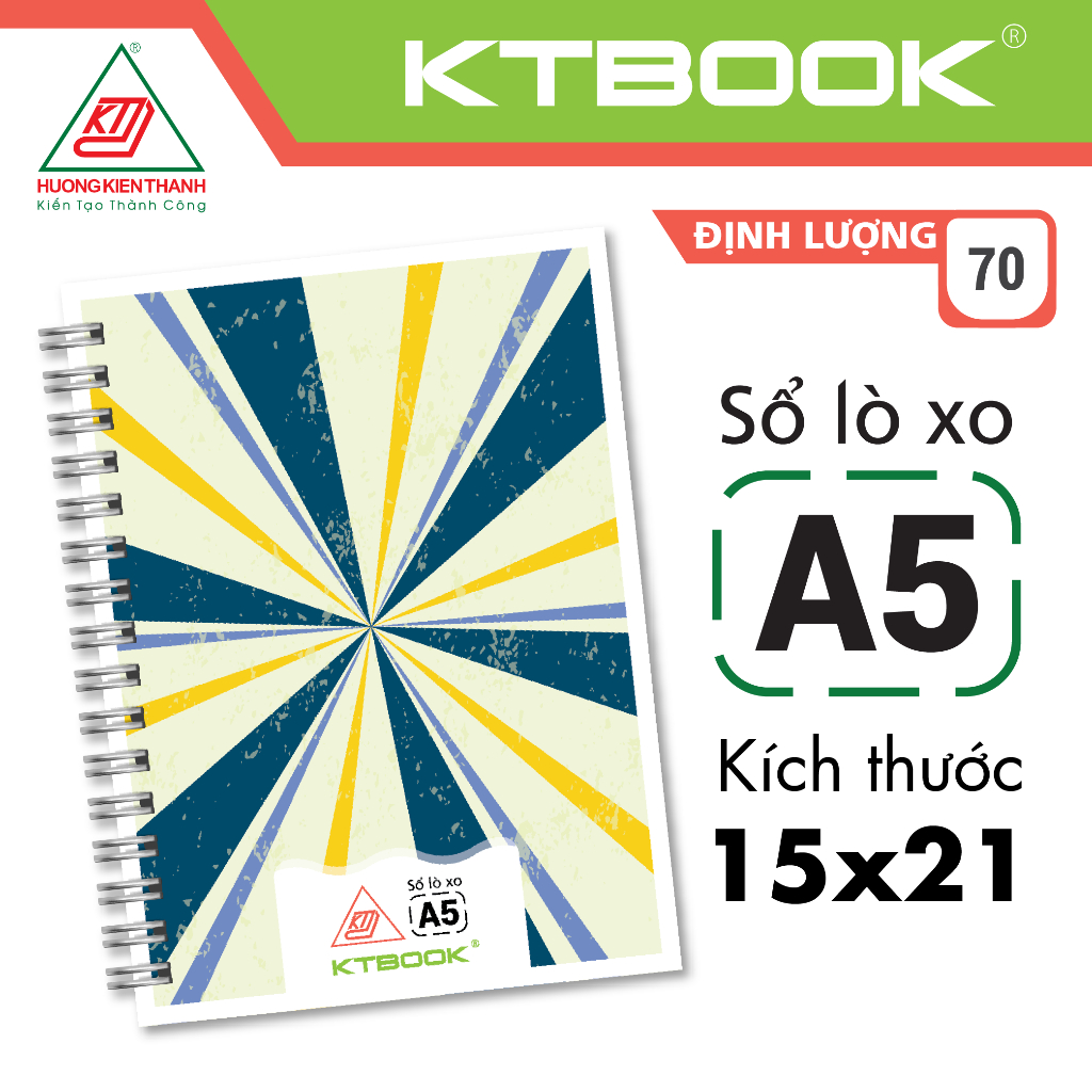 Combo 2 cuốn Số tay lò xo bìa cứng A5 KTBOOK 100 trang size A5 (2 cuốn/gói)