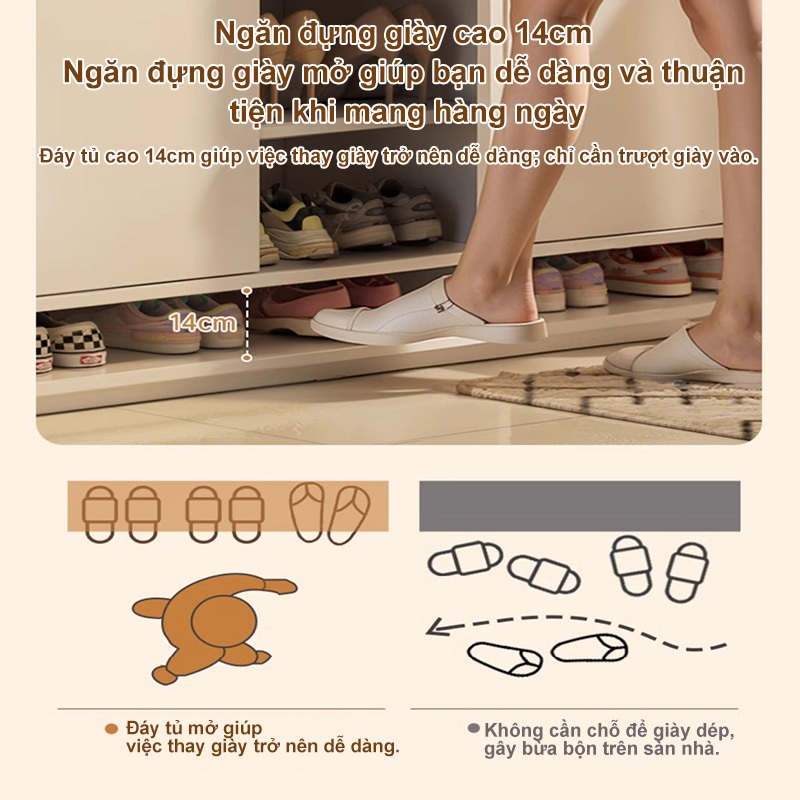 ALVIN Kệ để giày dép Tủ giày gỗ nguyên khối  màu trắng kem  sức chứa lớn  vẻ ngoài cao cấp | BigBuy360 - bigbuy360.vn