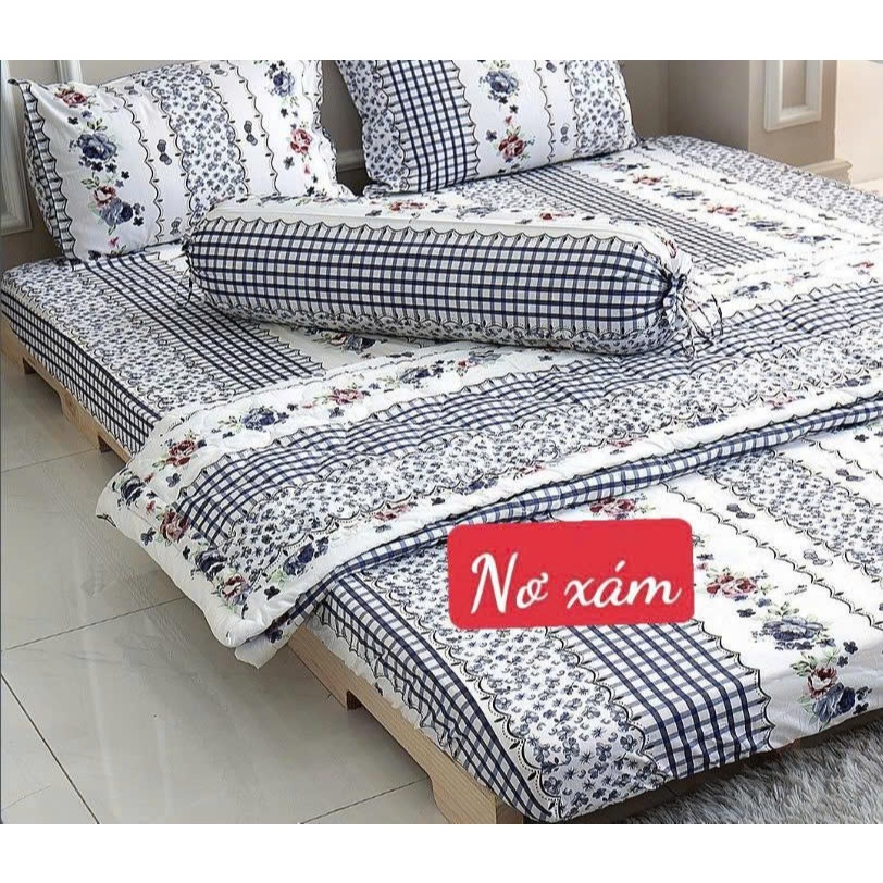 Bộ Drap Cotton 100% 4 món, ga trải giường cao cấp chính hãng, ga giường Chuẩn LOGO, Drap 4 món