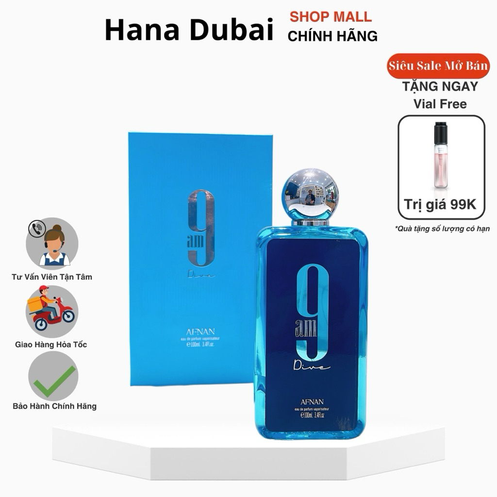 [Cam Kết Chính Hãng] Nước hoa Dubai Afnan 9AM Dive Xanh