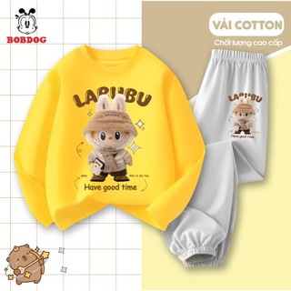  Bộ đồ thu đông dài tay bé trai BOBDOG quần áo cho bé chất thun cotton co giãn in hình LABUBU tw-ks43 