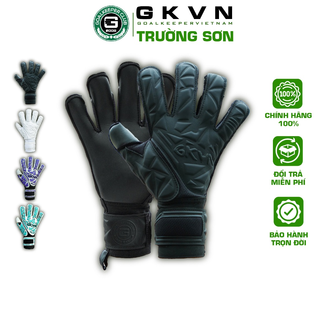 GKVN TRƯỜNG SƠN - Màu Đen - Găng tay thủ môn cao cấp mút PRO GIGA siêu dính, siêu bền (Size 7-10)