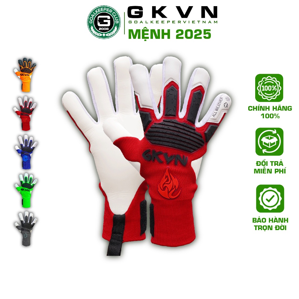 GKVN MỆNH 2025 - Mệnh Hỏa - Găng tay thủ môn cao cấp mút CONTACT siêu dính, siêu bền (Size 7-8-9-10)