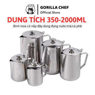  Bình inox có nắp GORILLA CHEF bình đựng nước trà cà phê vô cùng sạch sẽ 350ml - 1900ml 