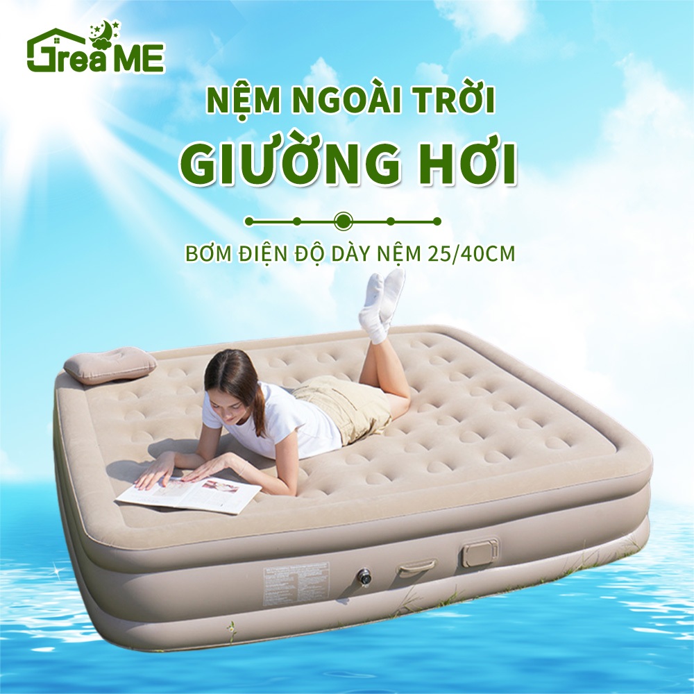 Nệm Hơi Gấp Gọn Giường Bơm Hơi 1/2/3Người tiện lợi, Đệm Hơi Tự Bơm Thông Minh Nệm Hơi Đệm Hơi Tự Bơm