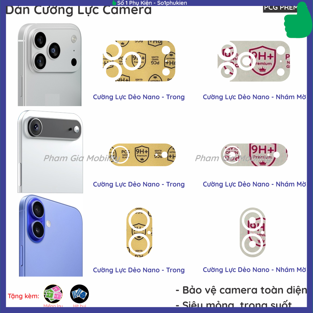 [Mua 1 tặng 1] Dán camera nano iPhone iP 17 Pro Max PM 17PM 17ProMax/ 17 Pro 17Pro/ Air 17Air nano t