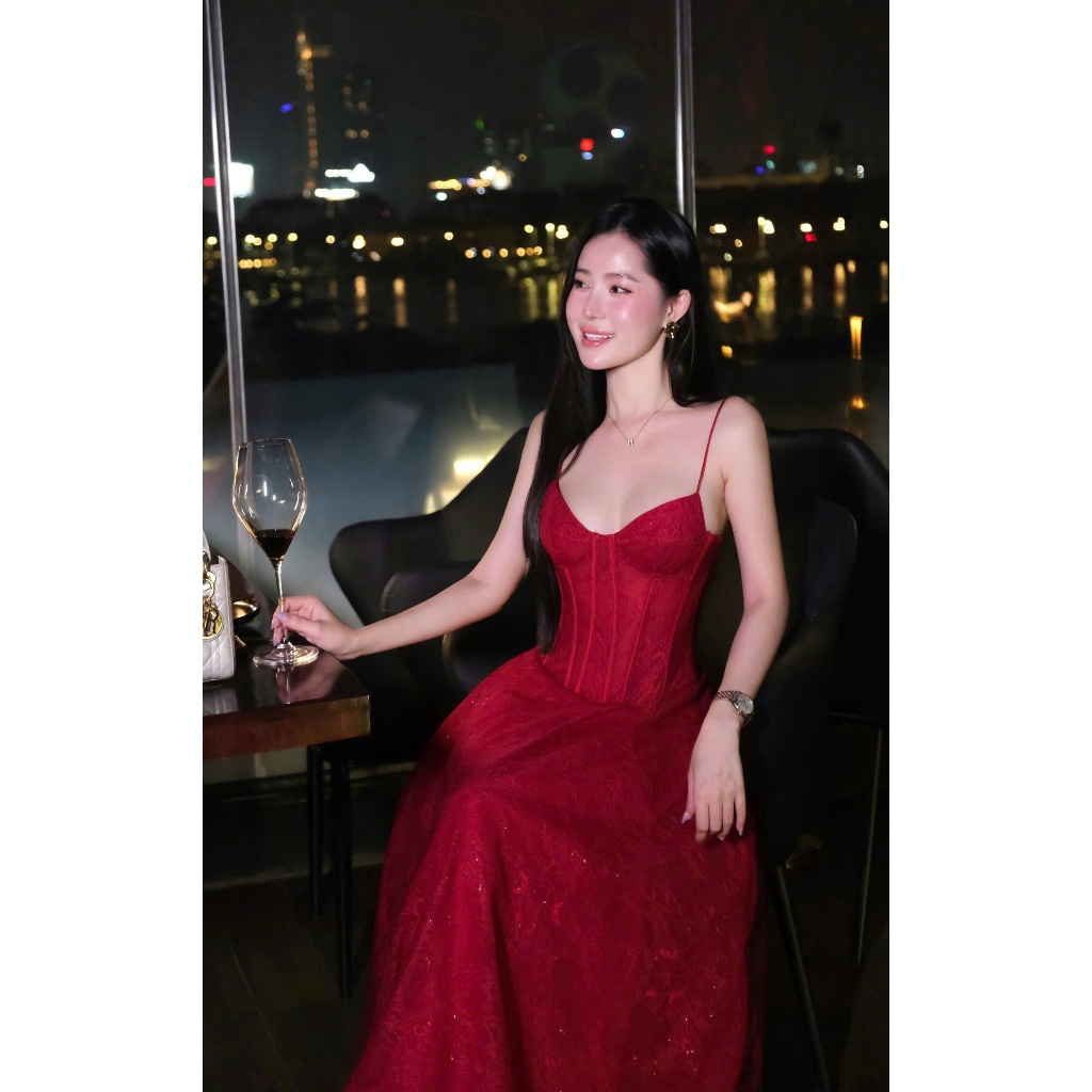 TADstore - Fiona Maxi Dress đầm cúp lưới corset