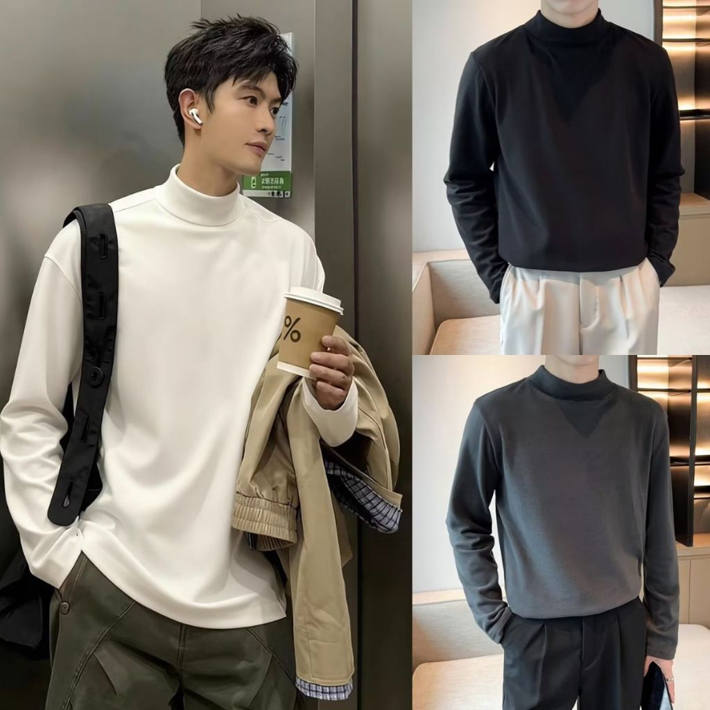 Áo giữ nhiệt Nam FABUMAN CỔ 3 phân chất cotton co giãn 4 chiều màu đen trắng…