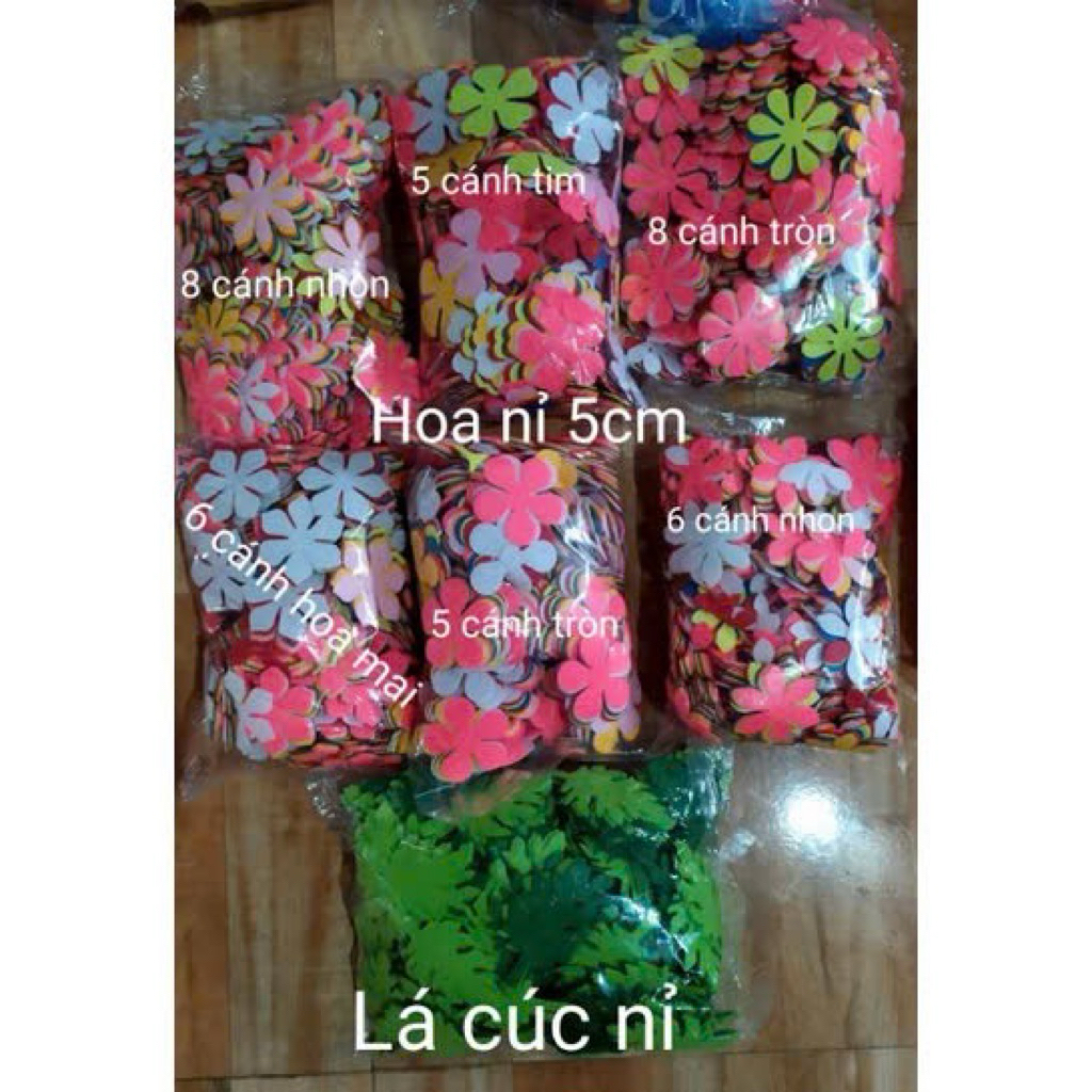 100 hoa lá nỉ 3-7cm trang trí mầm non
