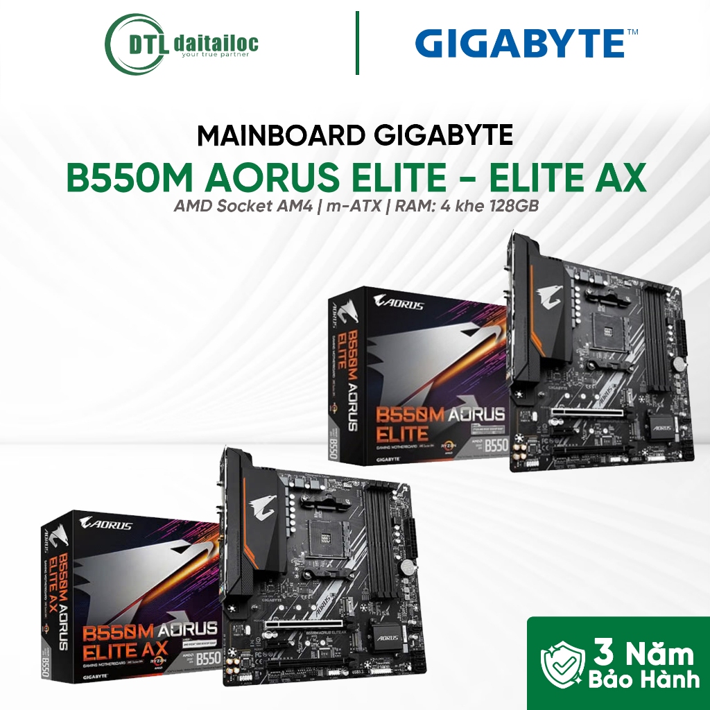 MAINBOARD Bo Mạch Chủ GIGABYTE B550M AORUS ELITE - ELITE AX AM4 DDR4 mATX | Chính Hãng | Bảo Hành 36