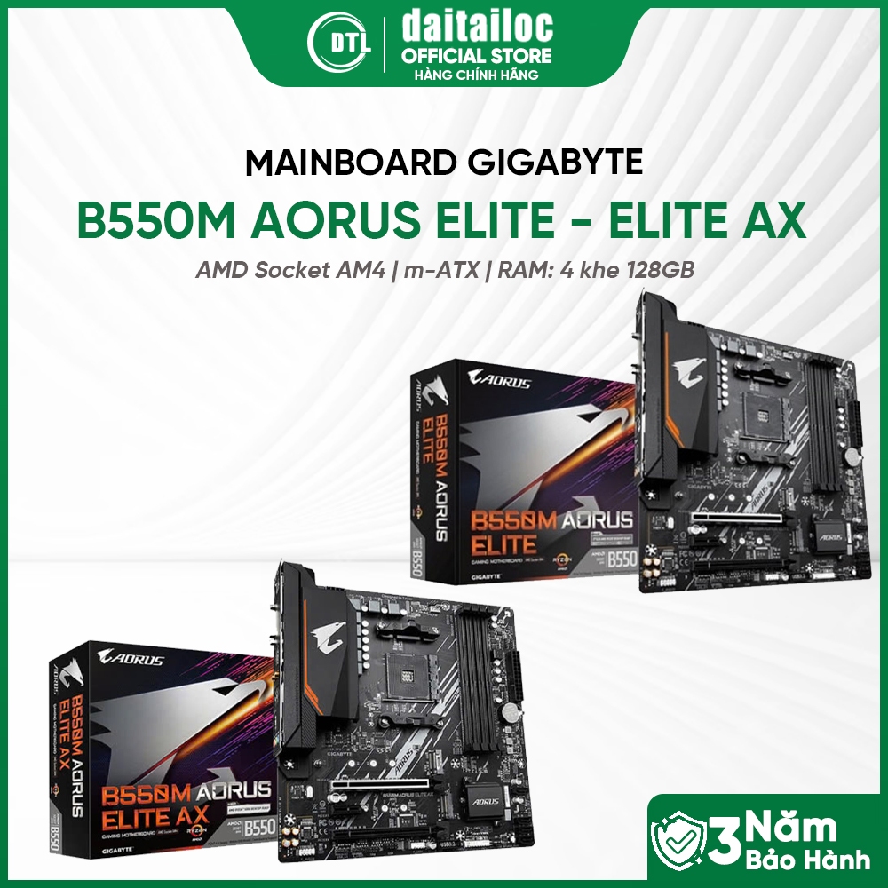 MAINBOARD Bo Mạch Chủ GIGABYTE B550M AORUS ELITE - ELITE AX AM5 DDR4 mATX | Chính Hãng | Bảo Hành 36