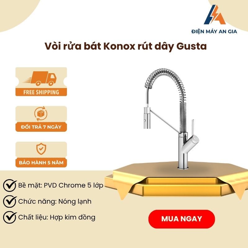 Vòi Rửa Bát Rút Dây Gusta – Thiết Kế Linh Hoạt Kéo Dài – Kiểu Dáng Hiện Đại Cho Mọi Gian Bếp - PEB