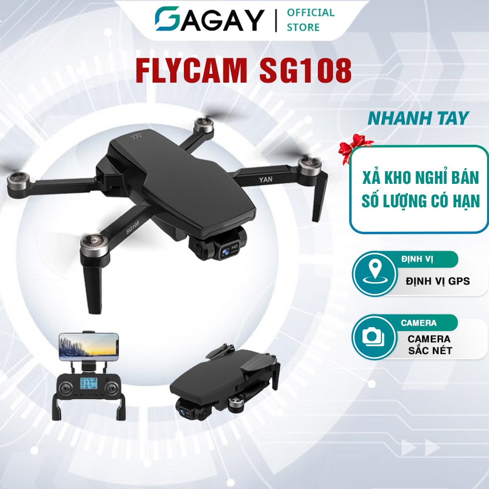 (XẢ KHO) Flycam SG108 PRO Flycam không chổi than định vị GPS khe cắm thẻ nhớ dung lượng pin lớn GAGA