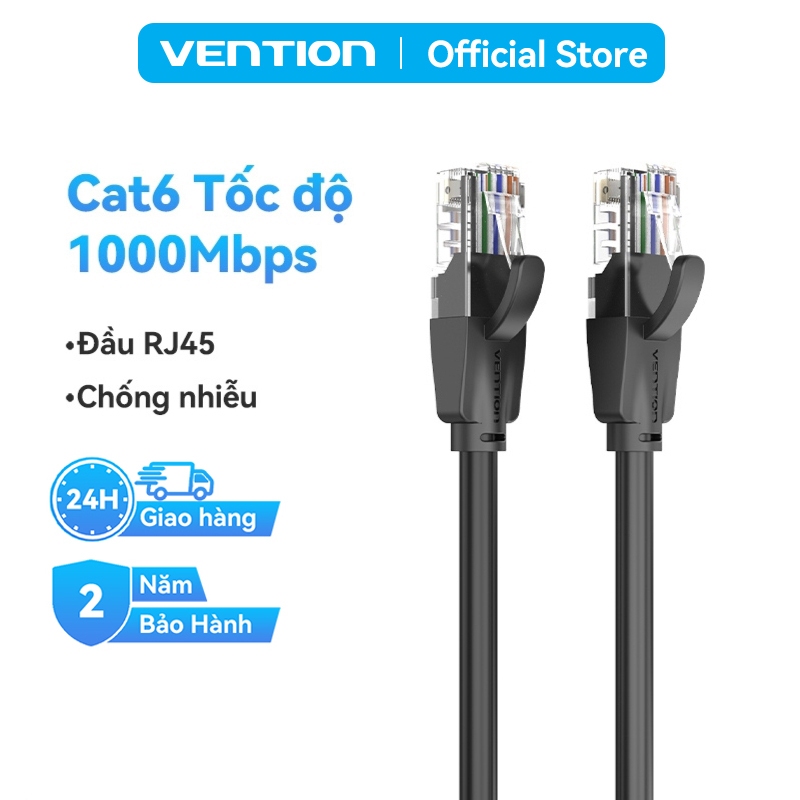 Cáp Mạng LAN Cat6 Vention RJ45 Dây Mạng Tốc Độ Cao 1000mbps, Băng Thông 250hz Cho PC Laptop Tivi... Tốc Độ Đột Phá