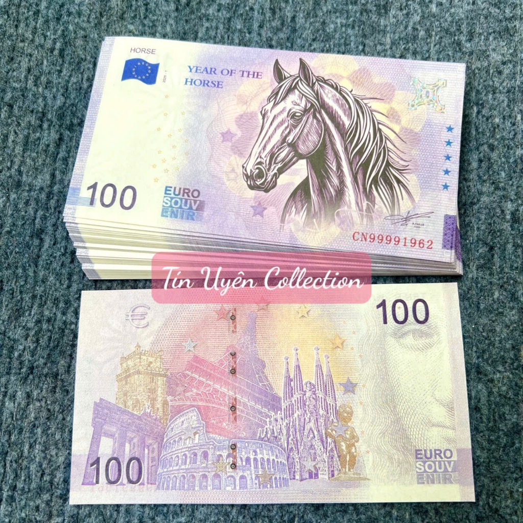 Sỉ Combo 100 Tờ Tiền Ngựa Euro lưu niệm 100 Ơ rô đẹp mắt Lì Xì Tết 2026 ý nghĩa