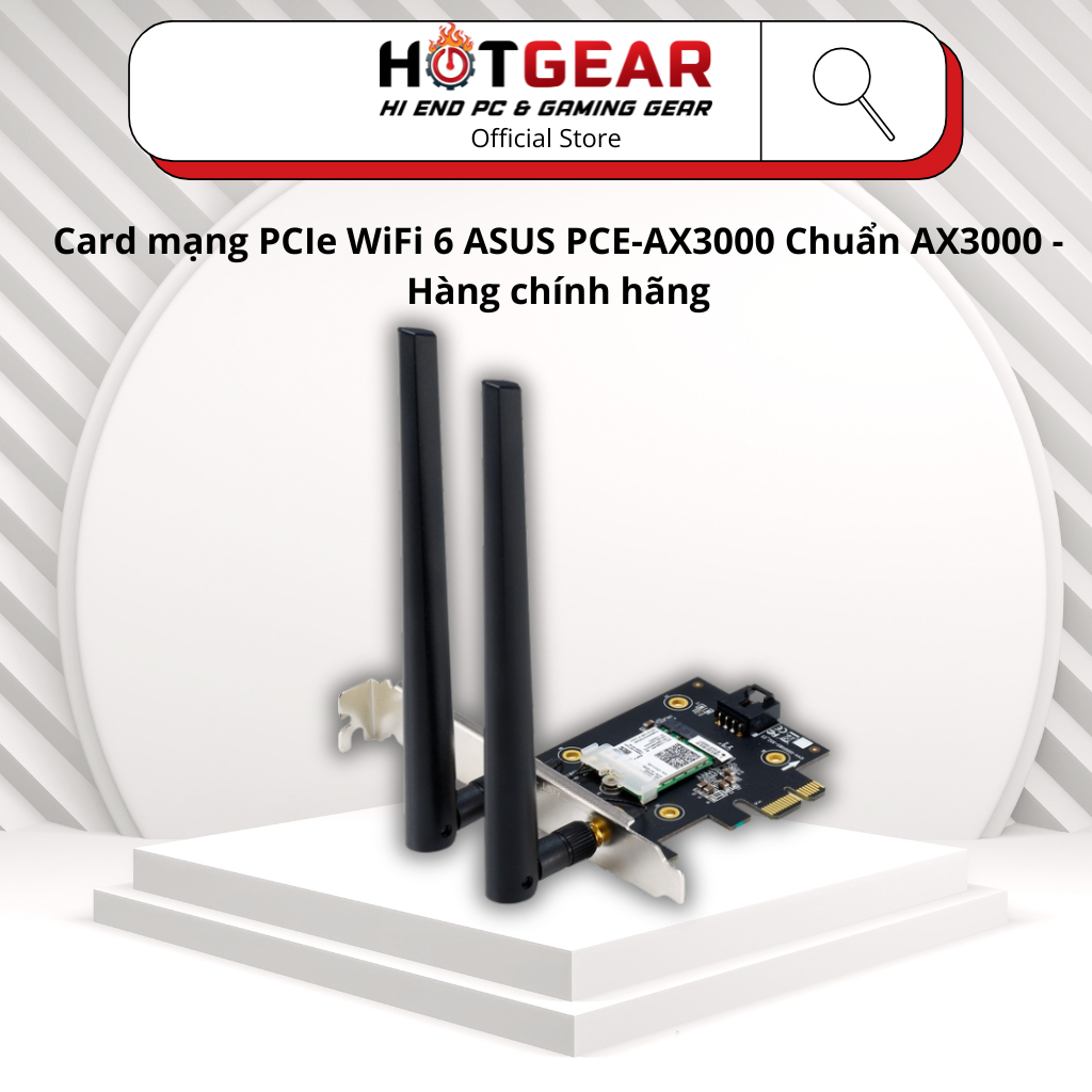 Card mạng PCIe WiFi 6 ASUS PCE-AX3000 Chuẩn AX3000 - Hàng chính hãng