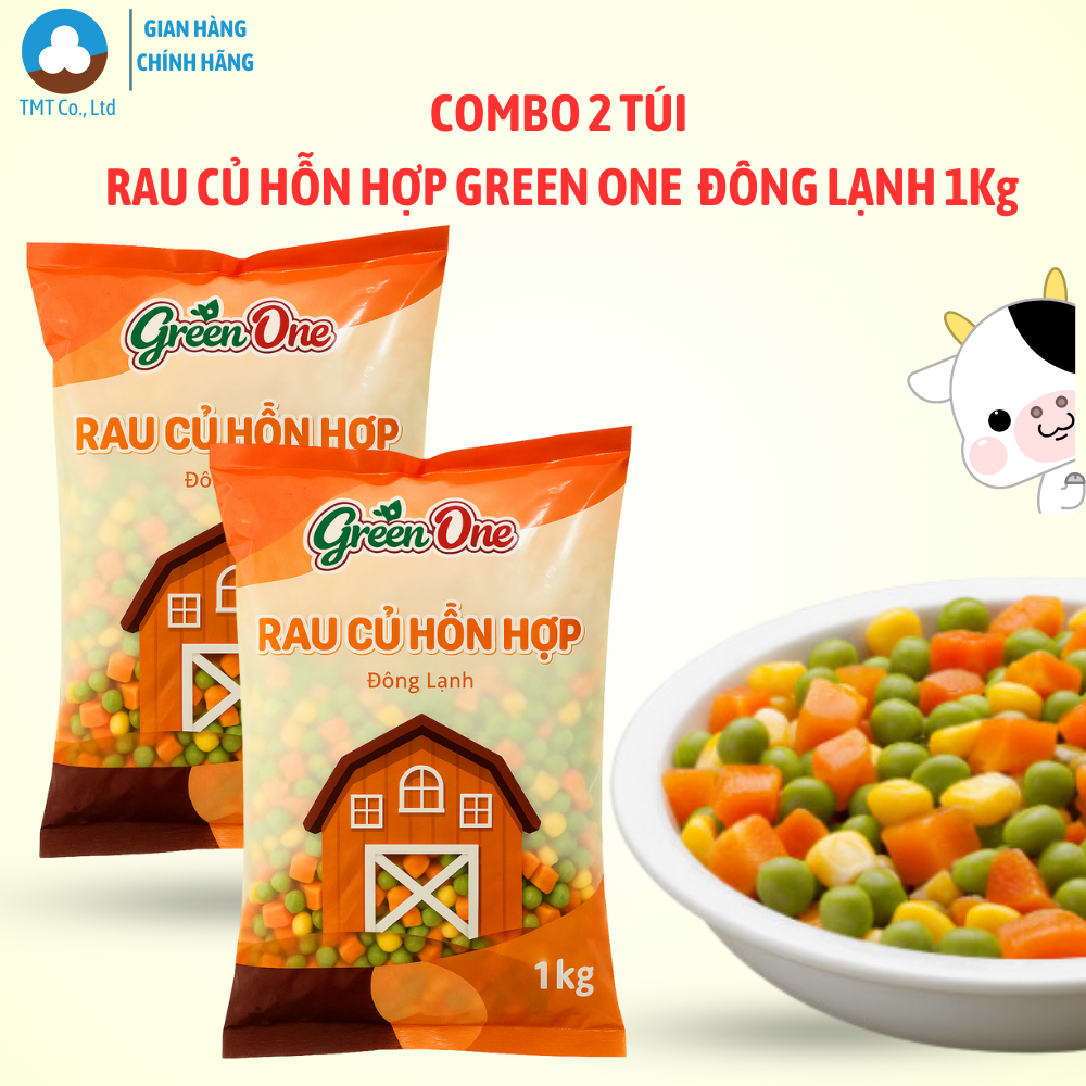 Combo 2kg Rau Củ Hỗn Hợp Đông Lạnh Green One,  túi 1kg x2