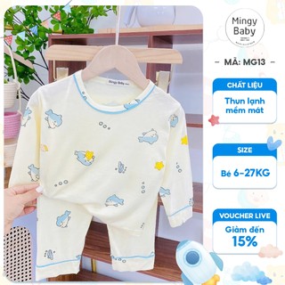  Bộ quần áo ngủ Pijama dài tay cho bé từ 7kg đến 26kg chất thun lạnh mỏng mát mặc nhà đi chơi in hình chạy viền 2 