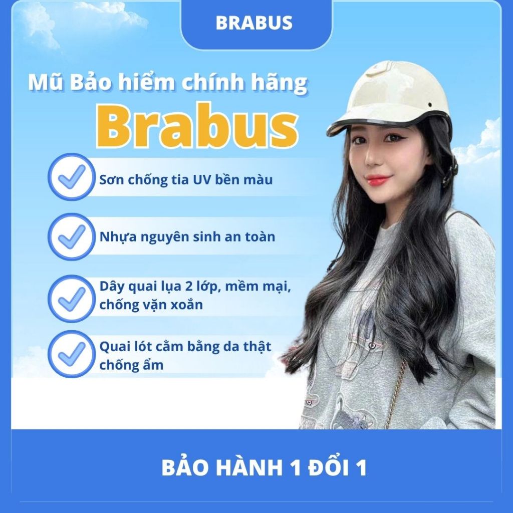 Mũ bảo hiểm lưỡi trai BRABUS màu trắng - mũ bảo hiểm thời trang