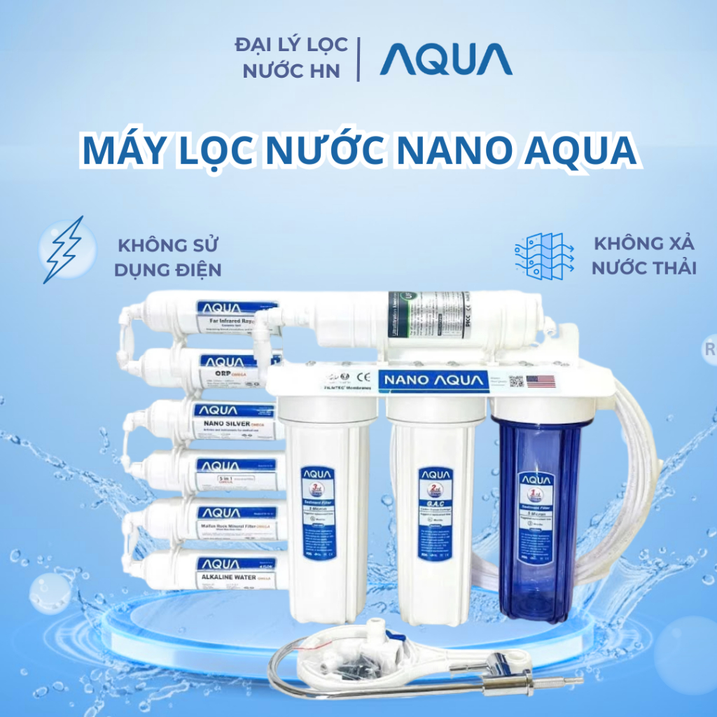 Máy lọc nước NANO AQUA - Không Điện ,Không Nước Thải. 8 9 10 Bảo hành chính hãng