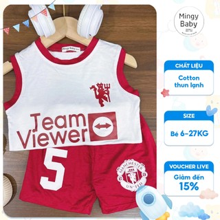  Bộ quần áo ba lỗ đá banh MINGY BABY chất vải cotton thun lạnh cho bé trai bé gái mặc nhà đi học đi chơi 