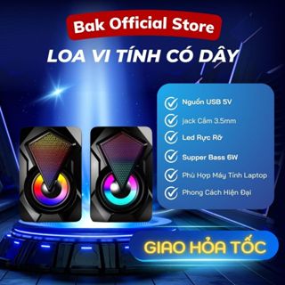 Loa vi tính máy tính mini laptop LED 7 màu E-1046  E-1053 để bàn bass giá rẻ BAK S24 
