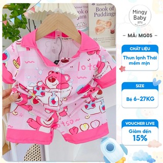  Bộ Quần Áo Cộc Bộ Ngủ Pijama cho bé gái 6-24kg chất thun lạnh Thái mềm mịn mát hình in 3D không phai màu 