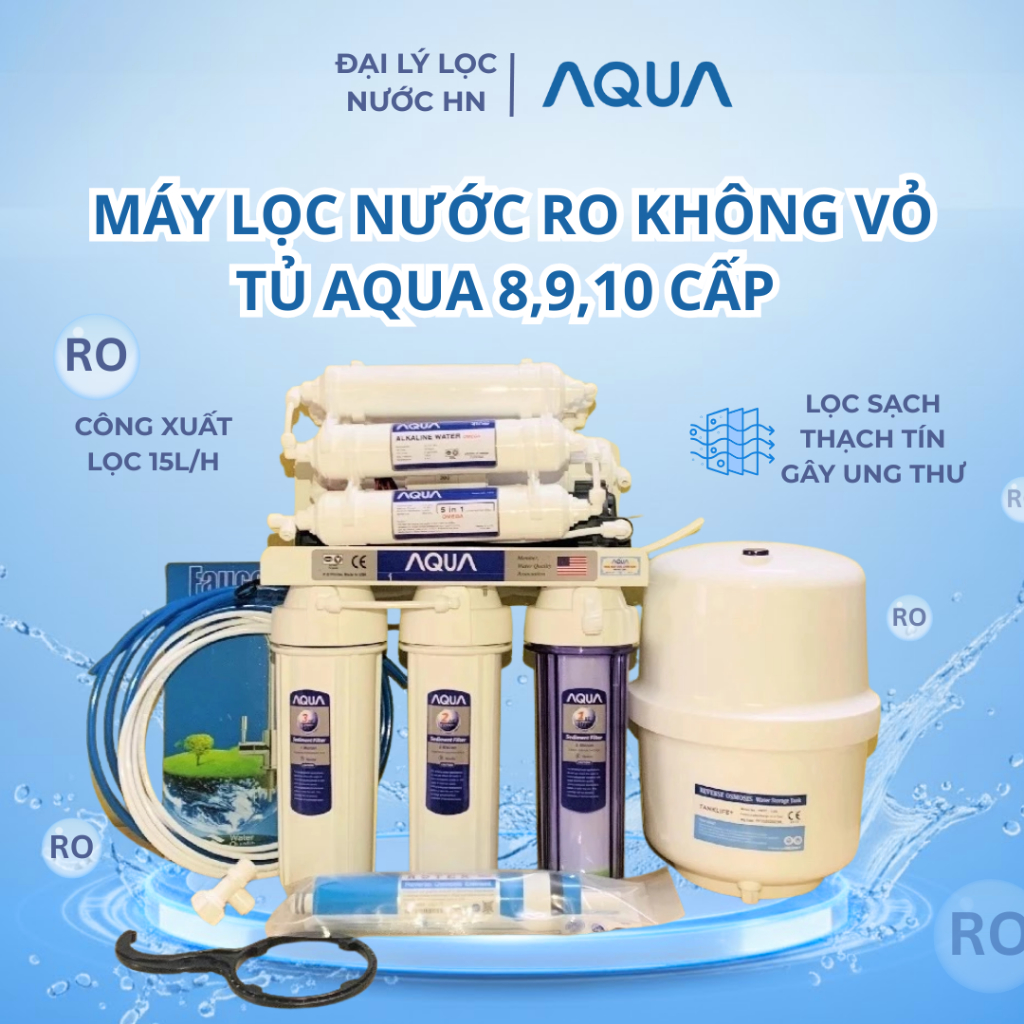 Máy lọc nước RO không vỏ tủ AQUA 8 9 10 cấp lọc , máy lọc nước RO lắp gầm bếp chính hãng AQUA, Máy lọc nước không tủ