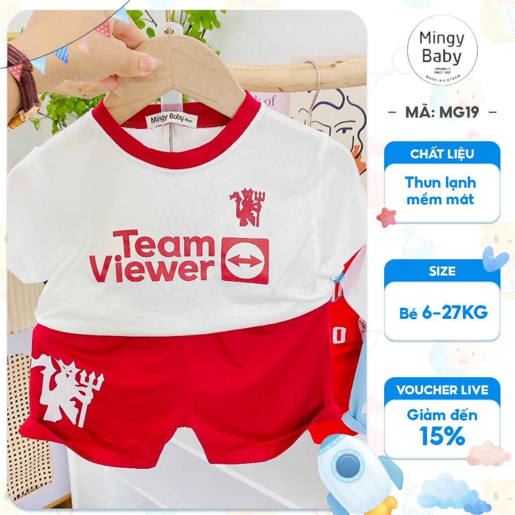 Bộ quần áo Đá banh 2 MINGY BABY chất thun lạnh, in áo in quần cho bé trai, bé gái 7-25kg năng động t
