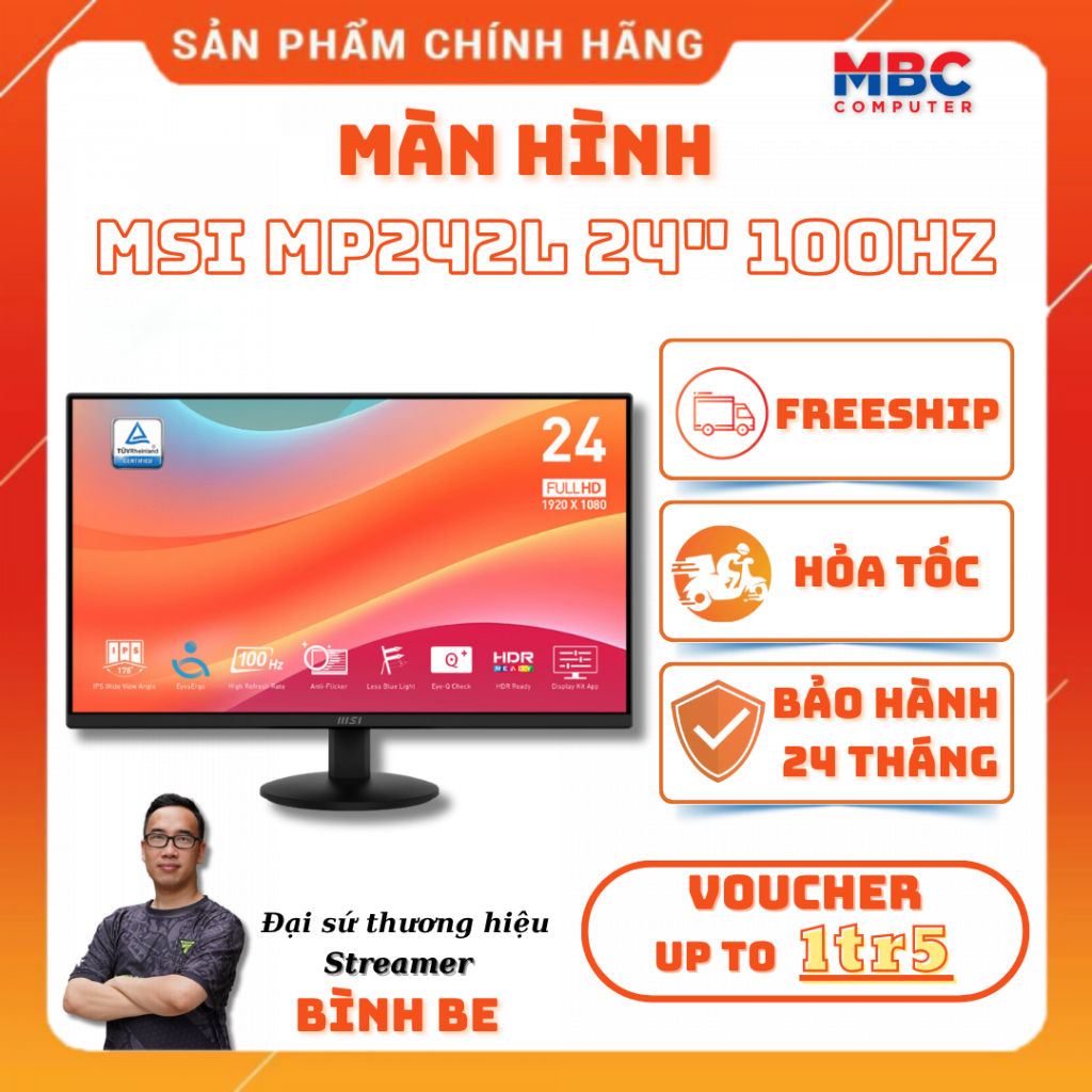 Màn Hình MSI PRO MP242L / MP252L (IPS - 100Hz - FHD - 1ms) - New - Bảo hành 24 tháng