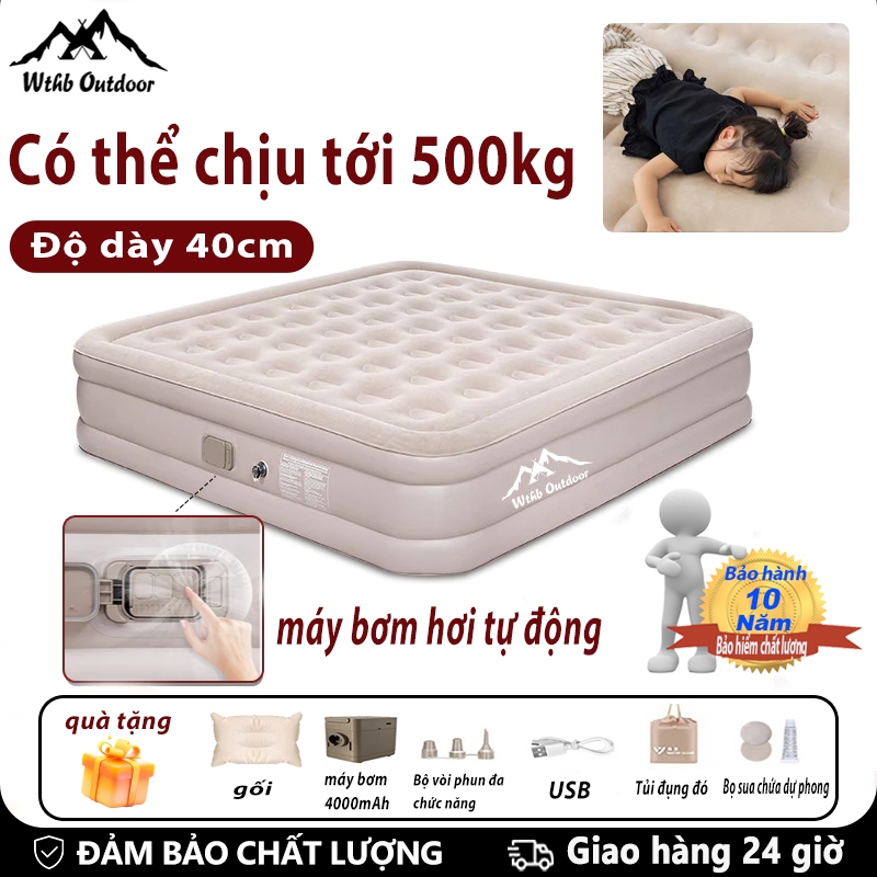 WTHB Outdoor Đệm Hơi Tự Bơm, Nệm Hơi Gấp Gọn 1/2/3 Người, Tặng gối và máy bơm sạc, độ dày 40cm