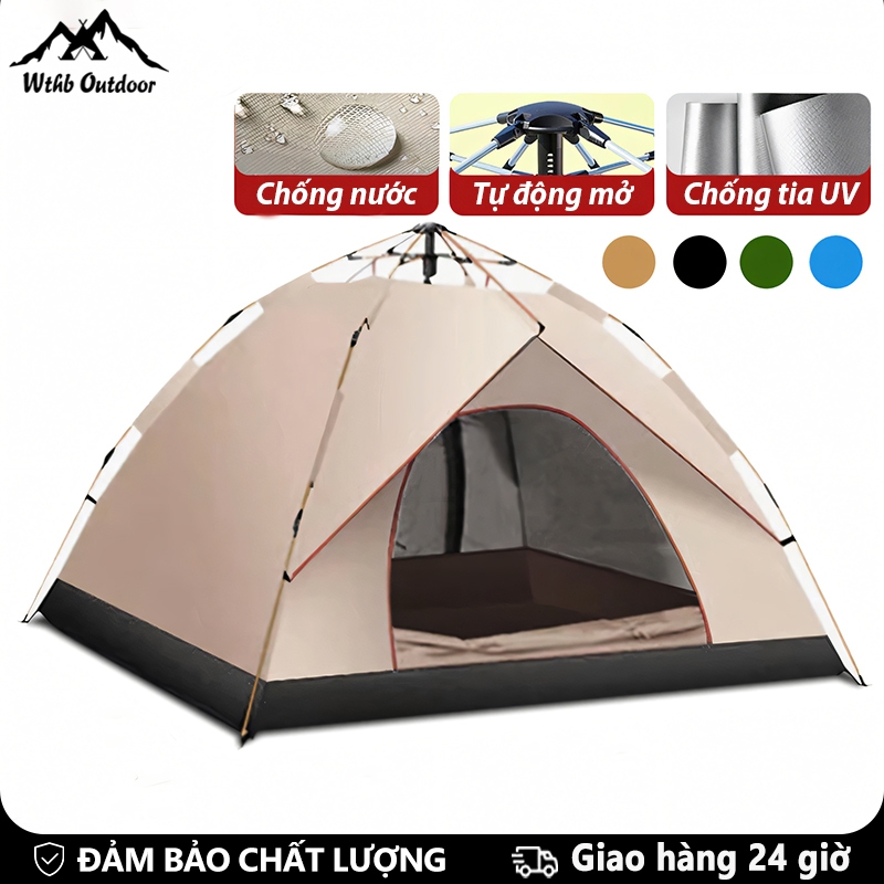 WTHB Outdoor Lều cắm trại gấp gọn, lều cắm trại ngoài trời chống nắng và mưa, phù hợp cho 3-4 người