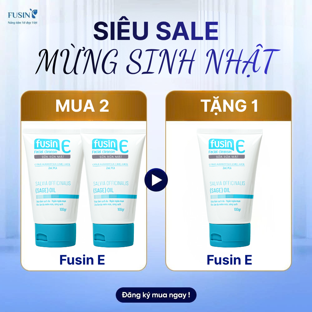 [MUA 2 TẶNG 1] Sữa rửa mặt Fusin E dành cho da dầu mụn, dịu nhẹ lành tính, hỗ trợ Làm sáng da