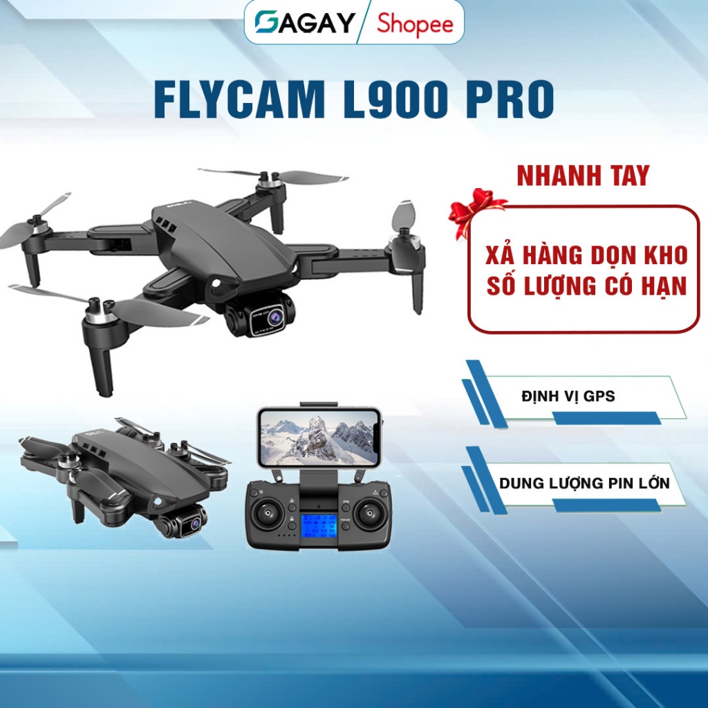 (XẢ KHO) Flycam máy bay điều khiển từ xa L900 PLUS, flycam mini với GPS theo dõi, tự động bay về, hì