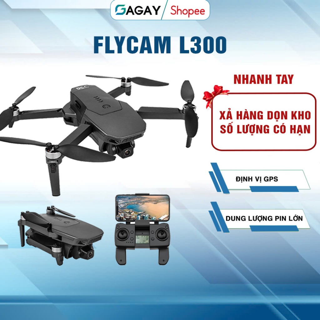(XẢ KHO) Flycam L300 Pro động cơ không chổi than chụp ảnh chất lượng cao, tuổi thọ pin dài Gagay
