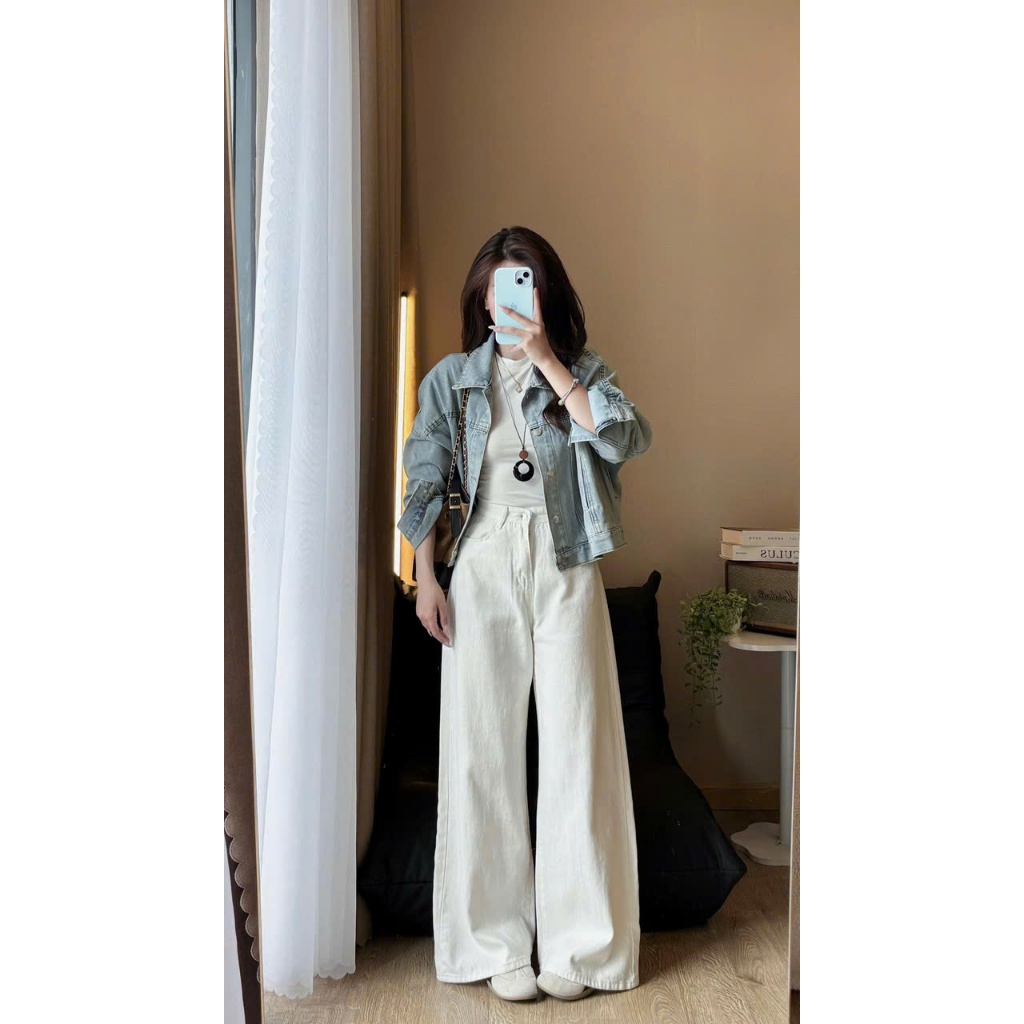 Quần Jean Nữ MIAA ỐNG RỘNG cạp cao Màu Xanh Trắng Wash Đen dáng dài chất bò RIN mềm denim BIGSIZE | BigBuy360 - bigbuy360.vn