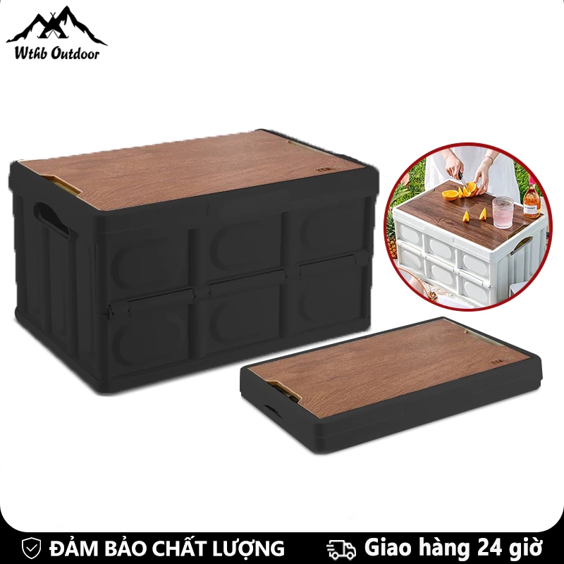 WTHB Outdoor Bàn camping gấp gọn đa năng hộp nhựa dung tích lớn bền bỉ chịu lực tốt cho picnic cắm t