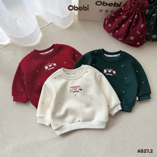  Áo Nỉ Em Bé Họa Tiết Ngôi Sao Noel Giữ Ấm Thời Trang Thu Đông Obebi Cho Bé Trai Bé Gái từ 8-23kg A527.2 