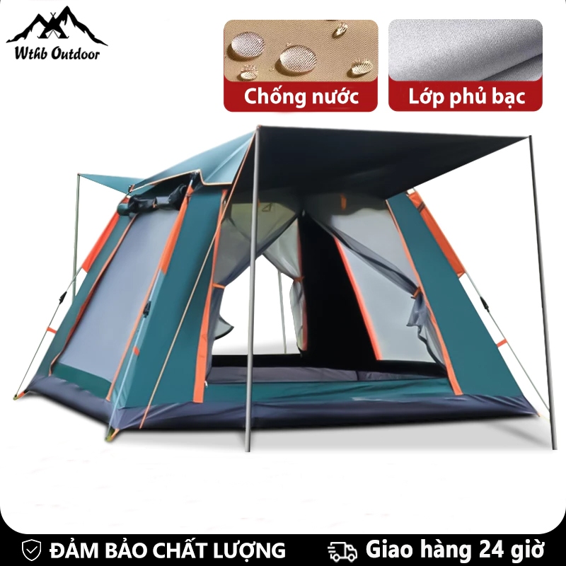 WTHB Outdoor Lều cắm trại 4 cửa lớn, siêu thoáng khí, lều ngoài trời gấp gọn di động Phù hợp cho 2-6
