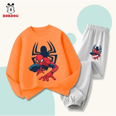 Bộ đồ thu đông dài tay bé trai BOBDOG quần áo cho bé chất thun cotton in hình người nhện TW-BDO65