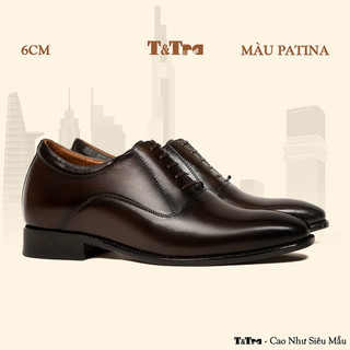    6CM   Giày Cao Nam T&Tra A214 Nâu Tối - Đánh Màu Thủ Công Patina 