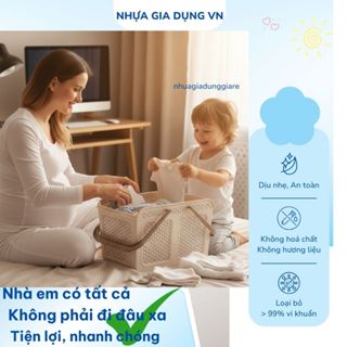 (Size to)Làn Đi Sinh Việt Nhật Đa Năng Có Nắp Mở Rộng Tiện Lợi, Giỏ đựng đồ sơ sinh cho bé