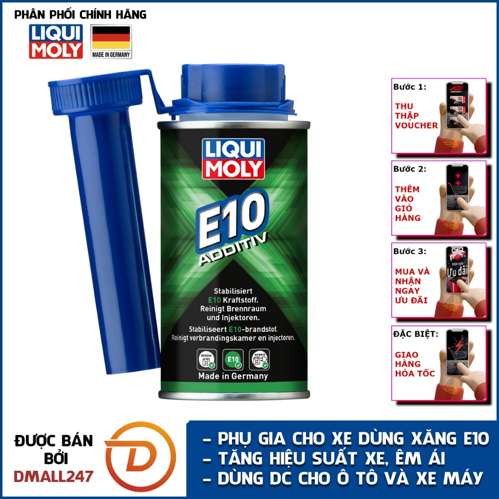 Phụ gia sử dụng cho xe dùng xăng E10 Liqui Moly 21421 - Tăng hiệu suất xe, tăng tốc và êm ái