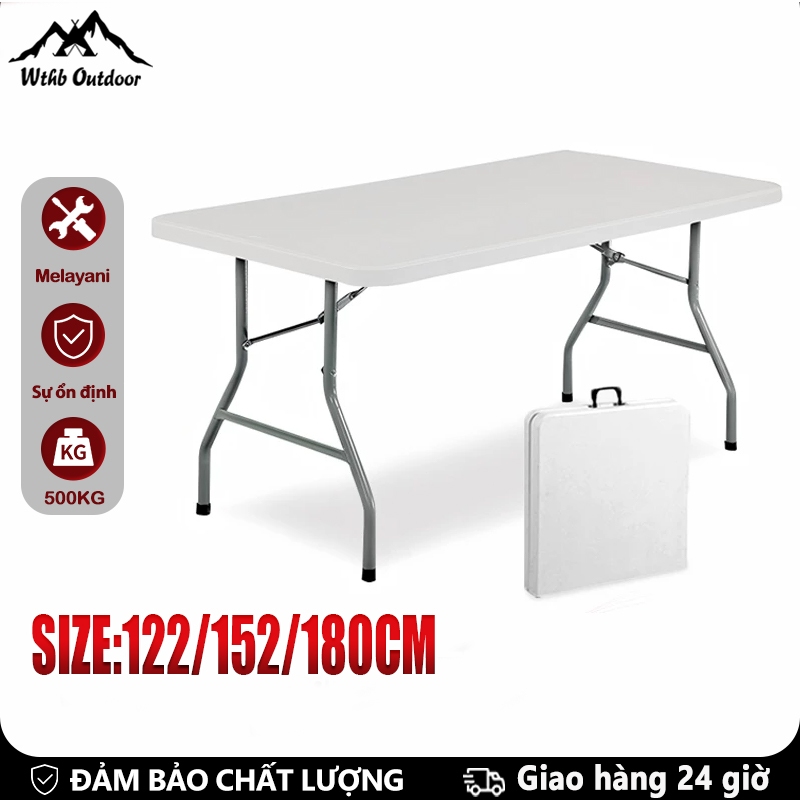 WTHB Outdoor Bàn Gấp Ngoài Trời1.8m/1.22m - Miễn Lắp Đặt,Siêu Tiện Lợi, Độ Cao Tùy Chỉnh, Đa Năng, C