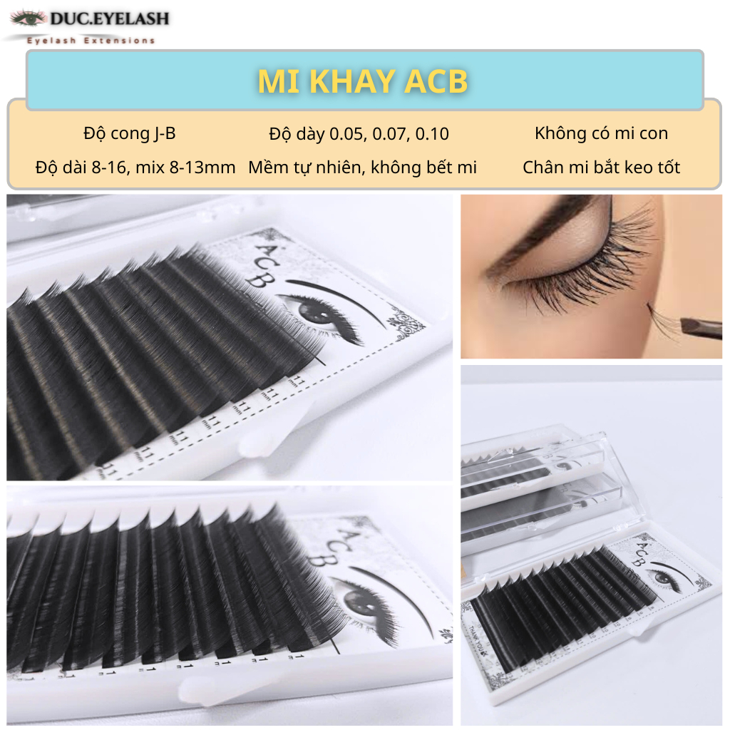 Mi khay ACB, mi em bé cong J - B, dày 0.05-0.07-0.10, Lông mi nhân tạo, dụng cụ nối mi / Đức Eyelash