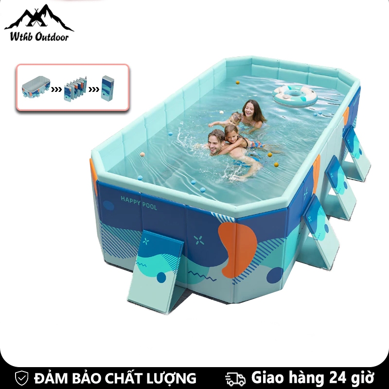 WTHB Outdoor bể bơi tại nhà Bể bơi gia đình loại lớn có thể gấp gọn không cần bơm hơi Dành cho 1-10 