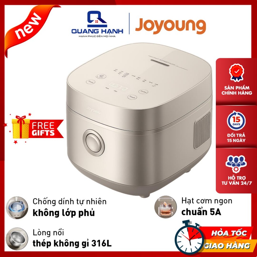 Tặng Quà - Nồi cơm điện tử lòng nồi inox 316 Joyoung JNRC-502 chống dính tự nhiên, dung tích 5L, 860