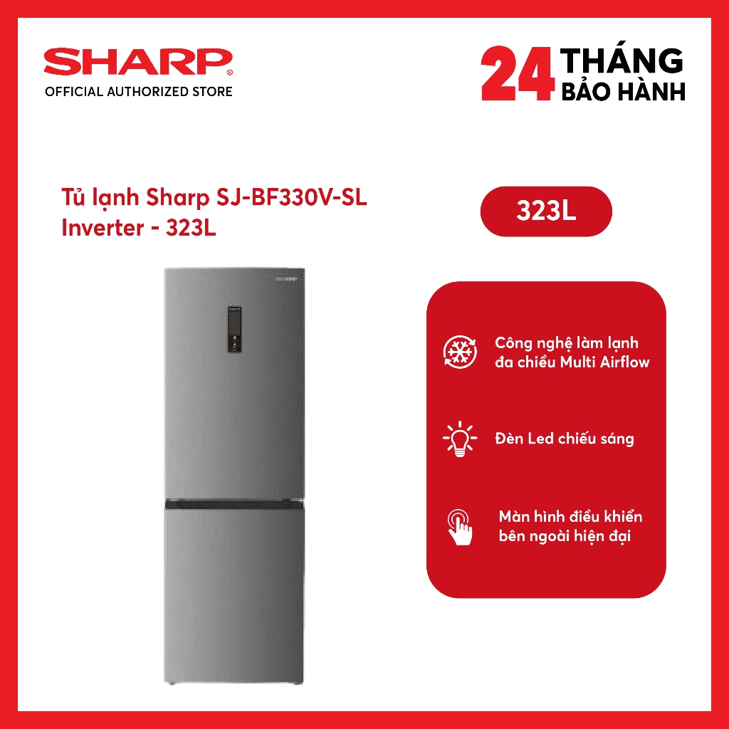 [MODEL 2026] Tủ lạnh Sharp Inverter 323 lít SJ-BF330V-SL - SHOP miễn phí GIAO + LẮP HÀ NỘI