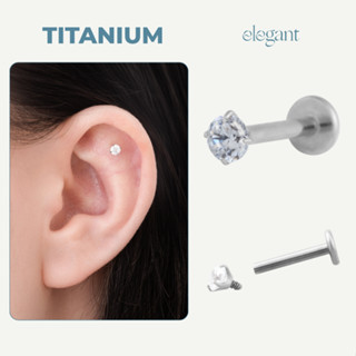  Khuyên tai đá Titanium cao cấp SOLA ROUND Elegant  Giá 1 chiếc  